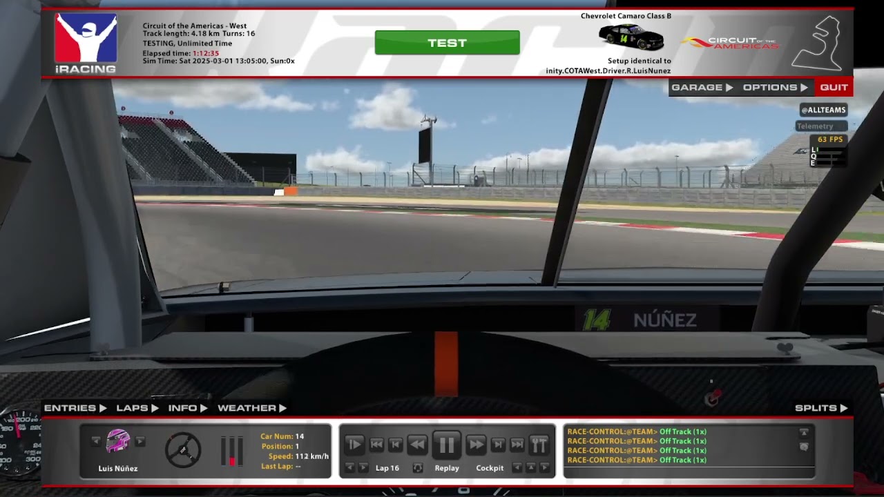 COTA West NASCAR XFINITY Camaro Hotlap NASCAR iRacing Class B
