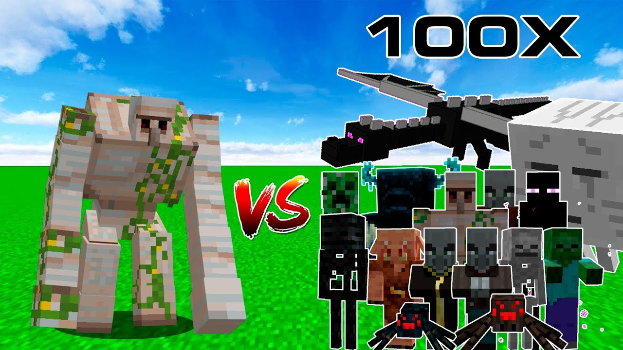 New Mutant Iron Golem vs All Mobs 100X in Minecraft - All Mobs vs Iron Golem Mutant - Epic Battle