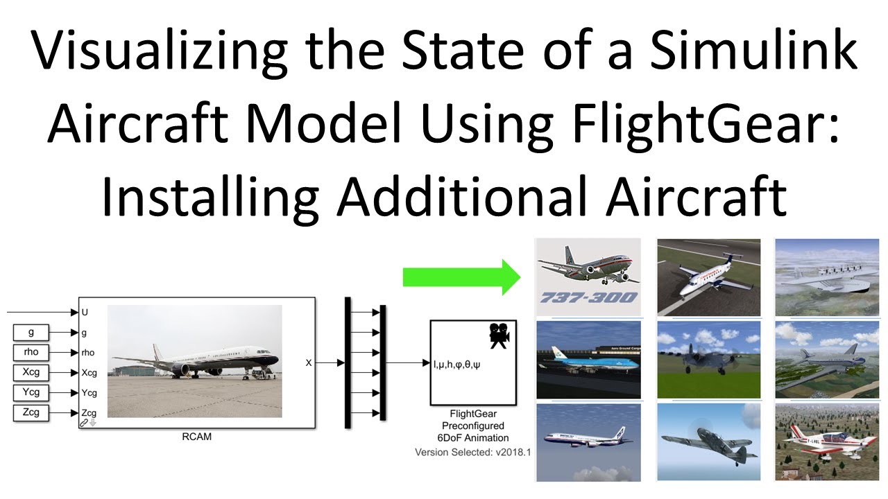 Визуализация состояния модели самолета Simulink с помощью FlightGear: установка дополнительных са...