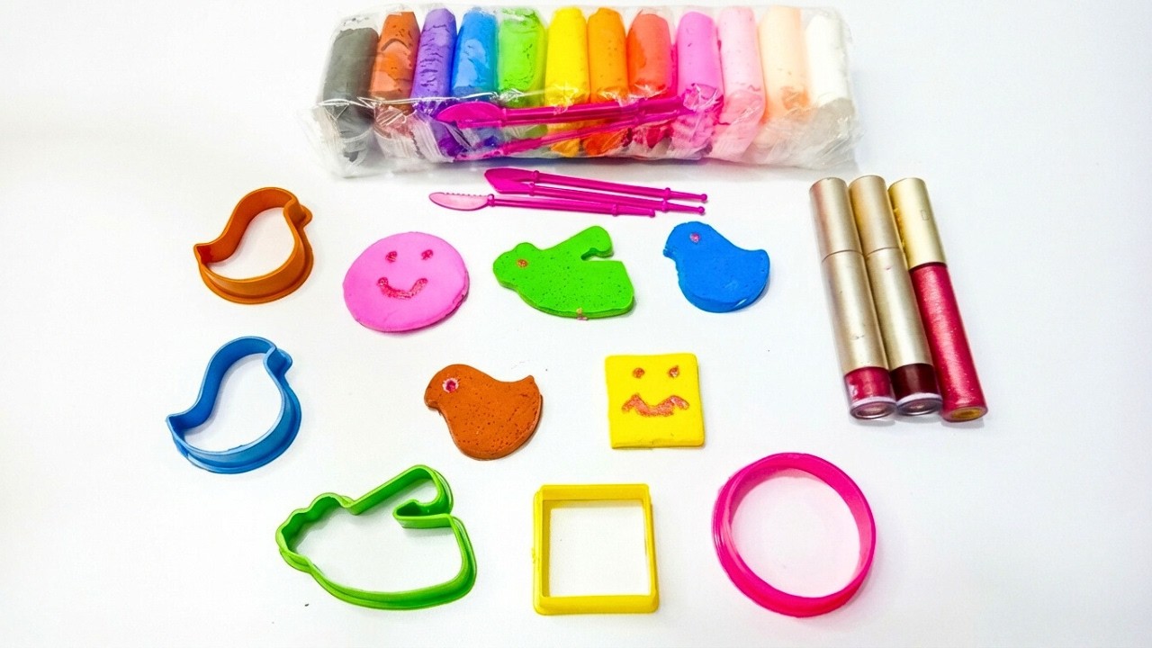 Cute Clay Play ASMR 🌈 Makeup Eyes & Cookie Cutters Satisfying