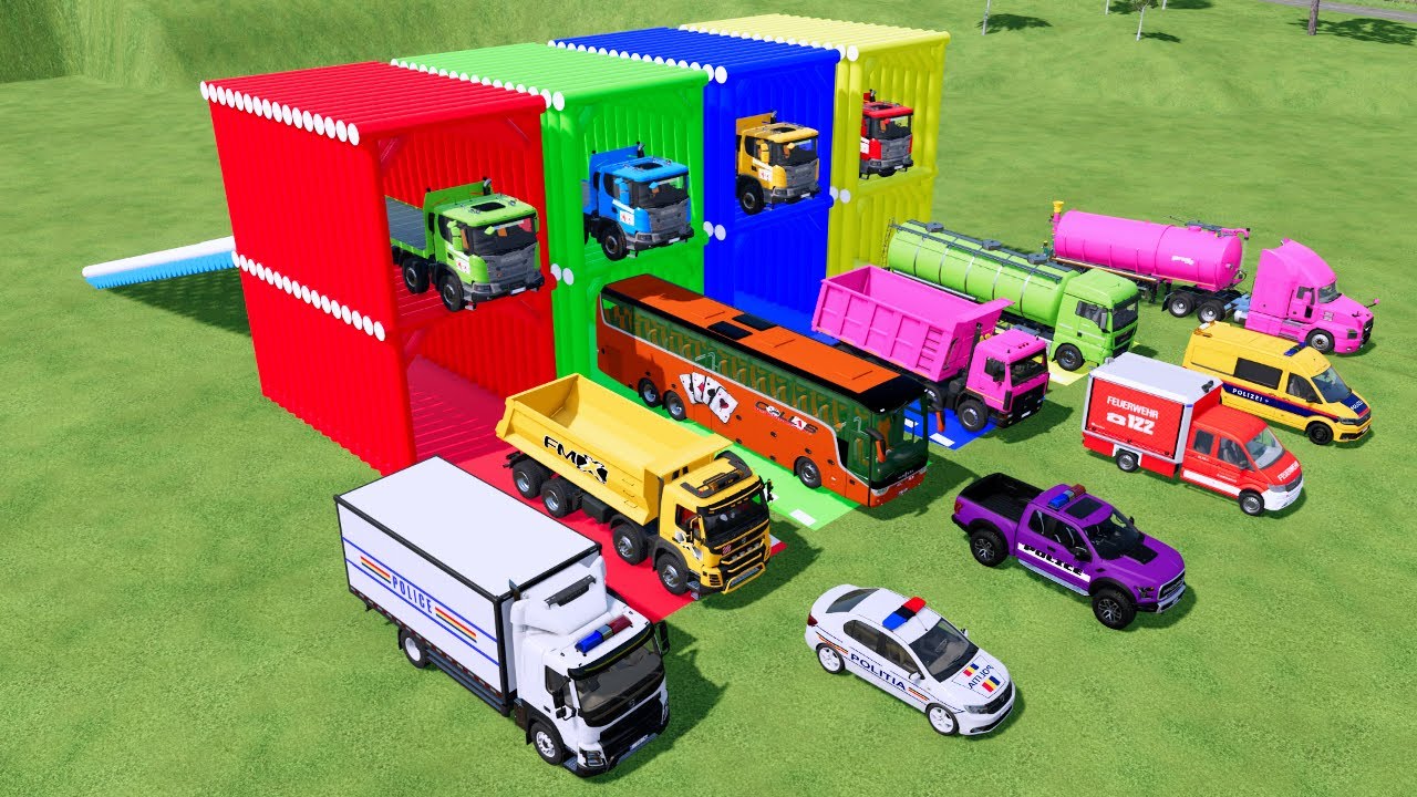 Transporting Dump Truck, Cement Mixer, Tractor Dump Tipper & Fire Rescue – FS22