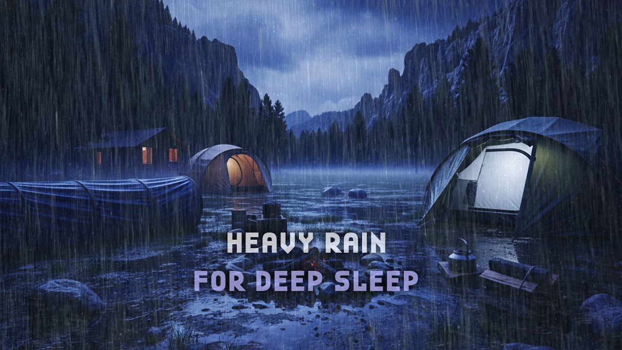 Rainy Mountain Camp Night 🌧️⛰️ Soft Thunder and Cozy Tent Vibes 😴✨