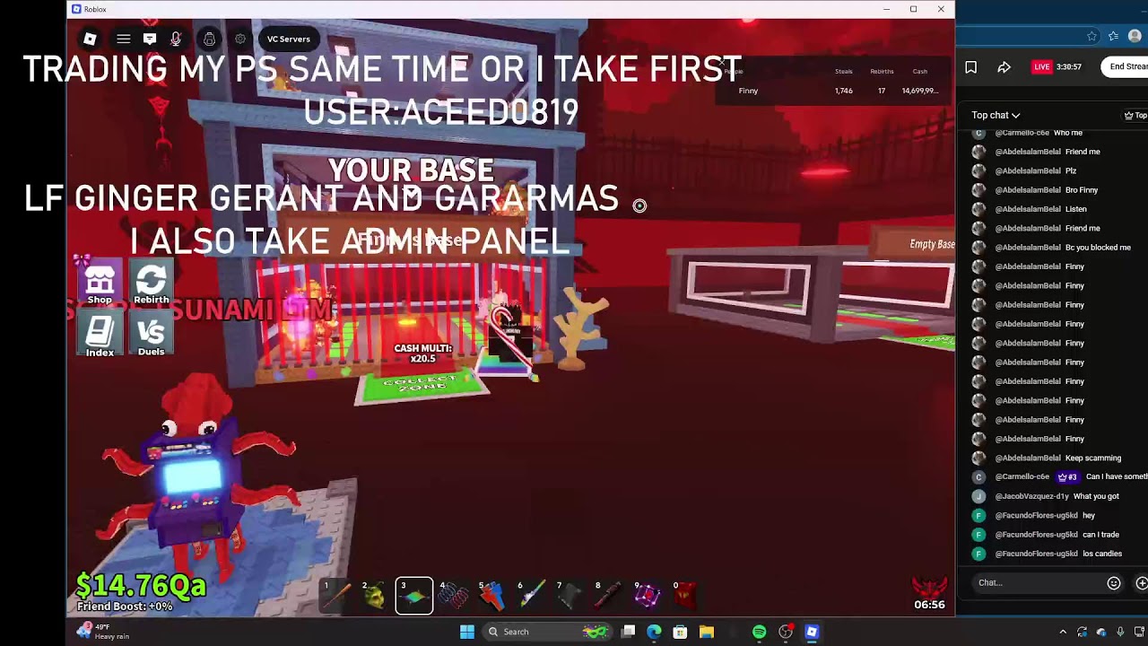 TRADING AND DOING GIVE AWAYS IN SAB