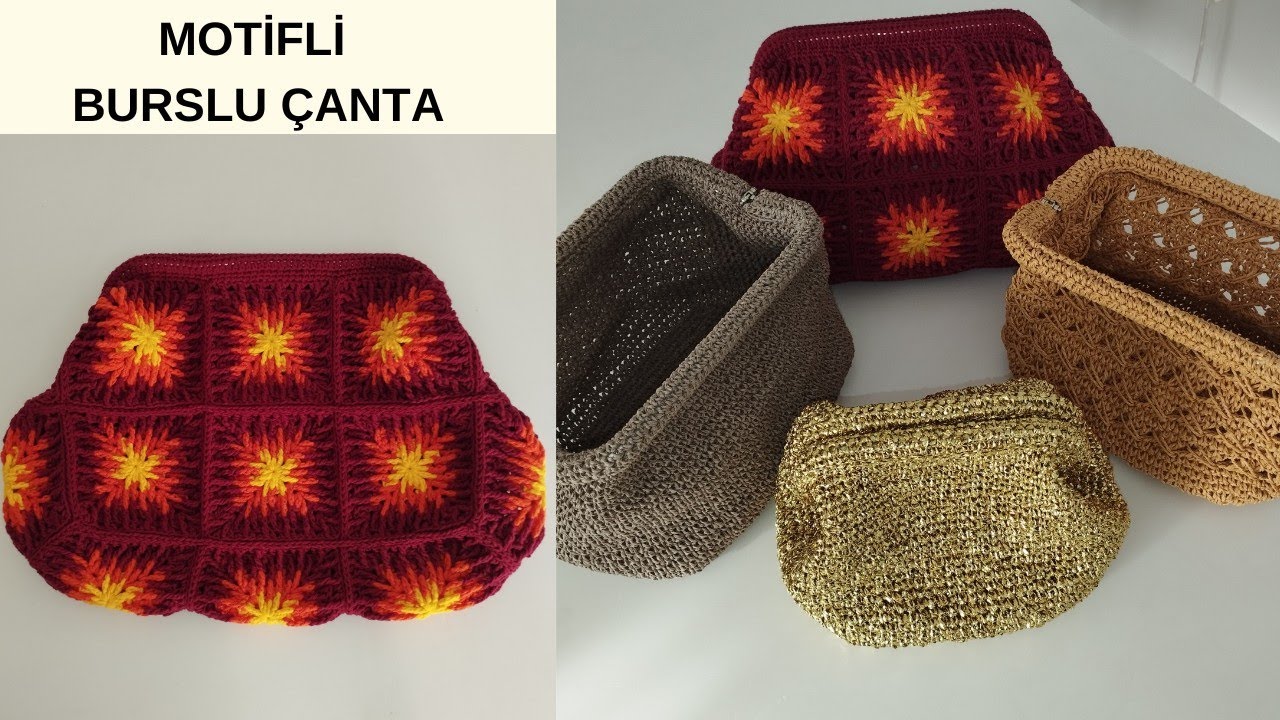 MOTİFLİ BURSLU ÇANTA 👛  METAL FRAME PURSE / CROCHET BAG