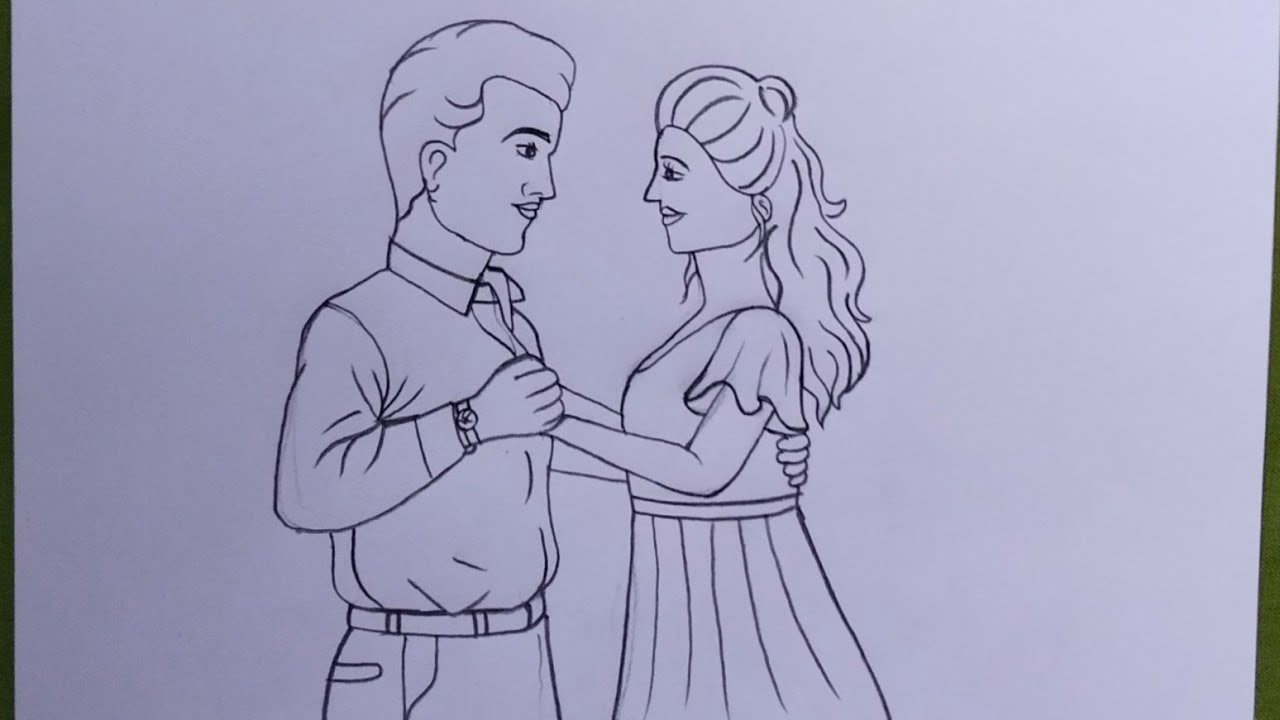 How to draw a beautiful couple | love couple drawing