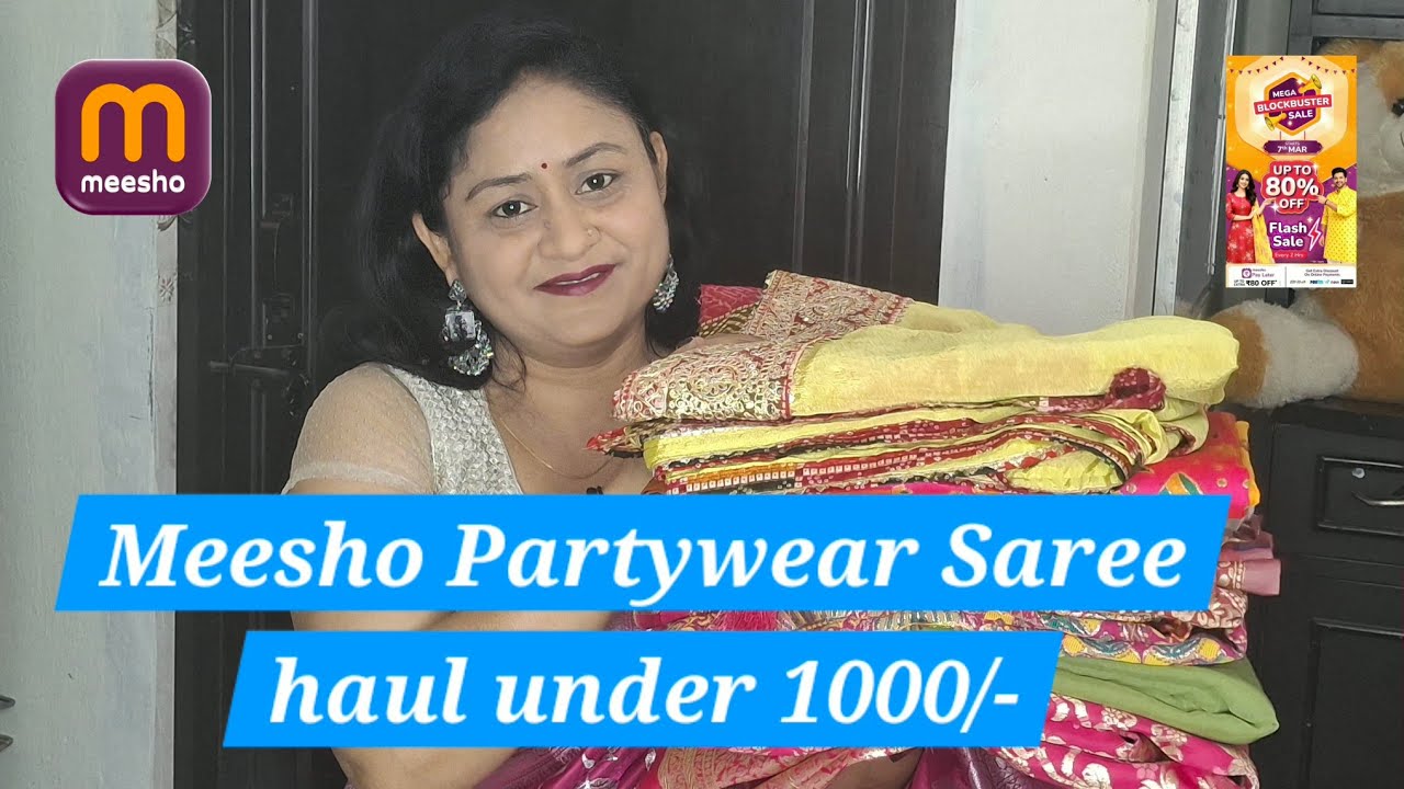 Meesho Partywear Saree haul under budget 1000/- ##Meesho #meeshofinds #saree #affordable #ytvideo 