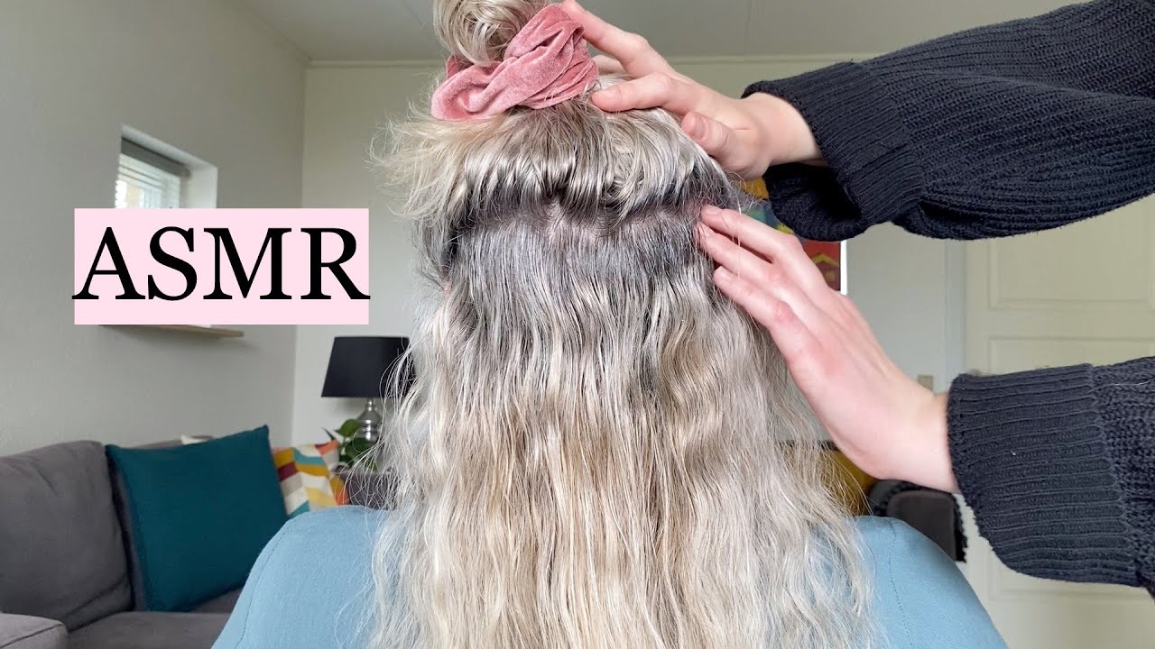 ASMR relaxing oil treatment & head massage on my mom 🤍 (scalp attention, hair brushing, no talking)