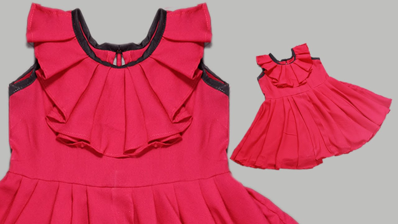 DIY New Designer Frill Neck Umbrella Baby Frock Cutting and Stitching