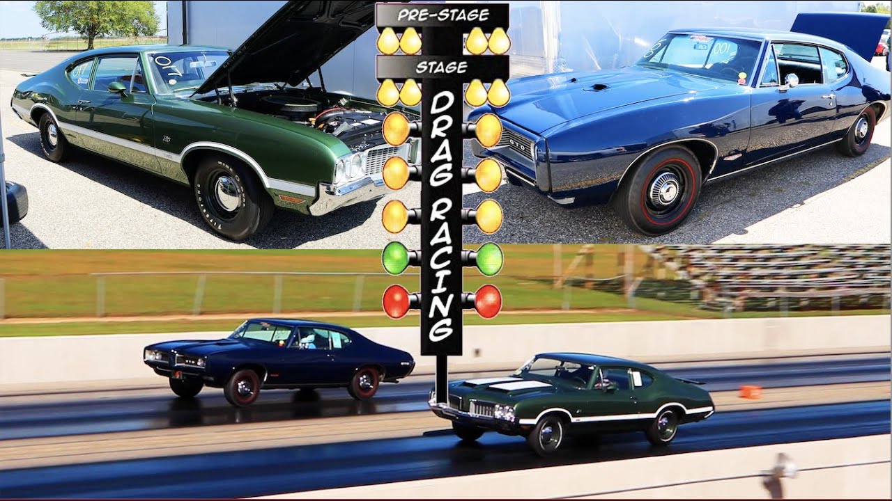 Pontiac GTO RAII 1968 года против Oldsmobile F85 W31 1970 года | Гонка на заводских автомобилях