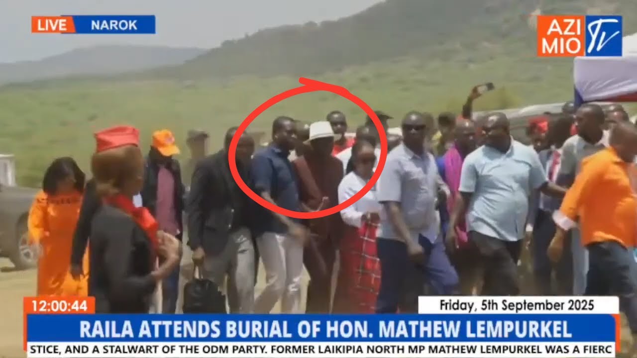 WATCH RAILA ODINGA & SEN SIFUNA DRAMATIC ARRIVAL FOR THE BURIAL OF HON. MATHEW LEMPURKEL IN LAIKIPIA