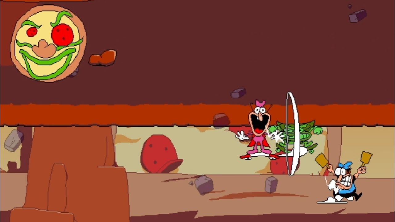 left asunder in the oregano with a deadly pizza that has a face