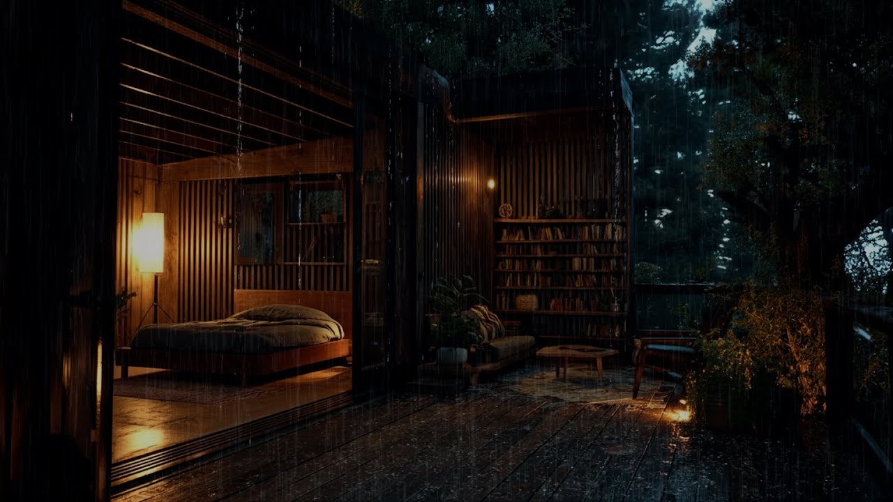 Forest Room Beneath Night Rain | Gentle, Still Ambience for Deep Sleep and Rest
