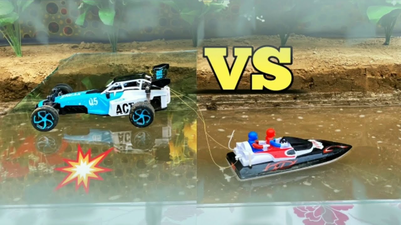 RC Car vs RC Boat | RC Toys Race | Remote Control Toy Video