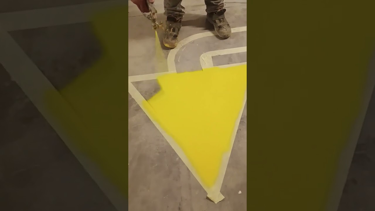 Indoor parking lot direction sign painting#parkinglot#parkinglotpainting#linemarking#striping