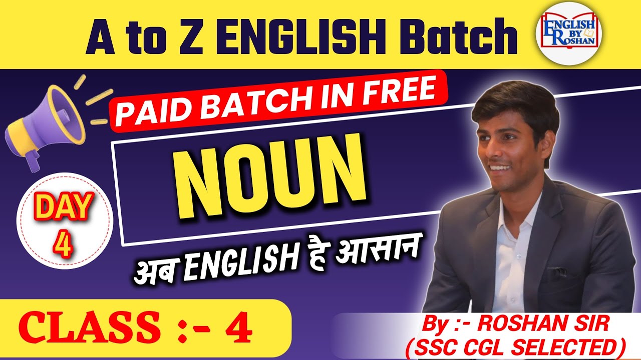 A To Z ENGLISH BATCH || NOUN AND NUMBER || DAY-4 || #ssc #ssccgl #cgl #chsl #cpo #ssc_english #mts
