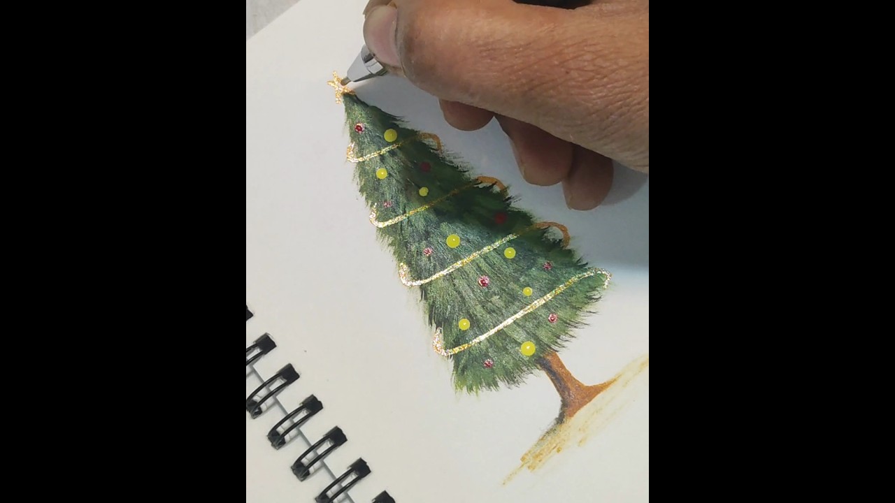 an easy christmas tree drawing 🎄 