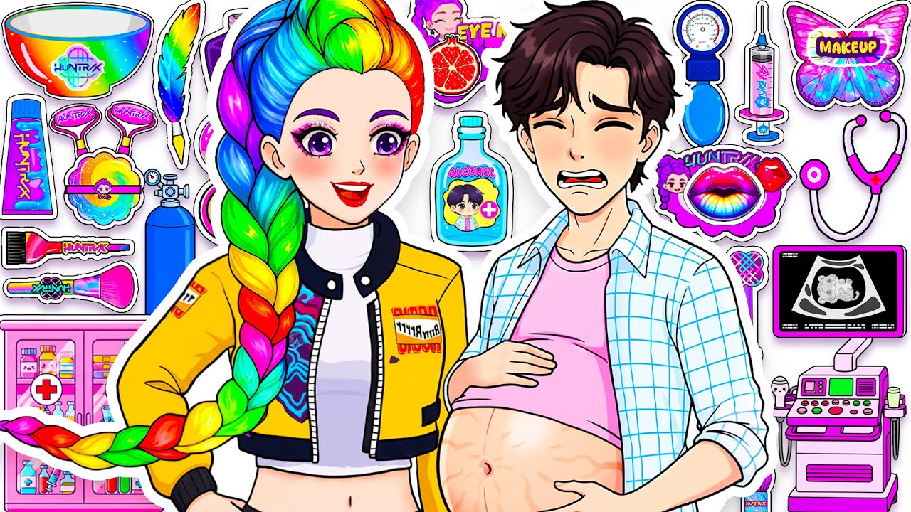 💖Поделки из бумаги💖KPOP Охотники на демонов: Джину беременна, Руми: разноцветные волосы + средств...