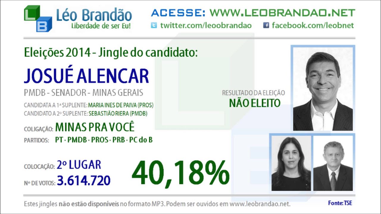 Jingles Eleições 2014 - Josué Alencar - PMDB - leobrandao.net
