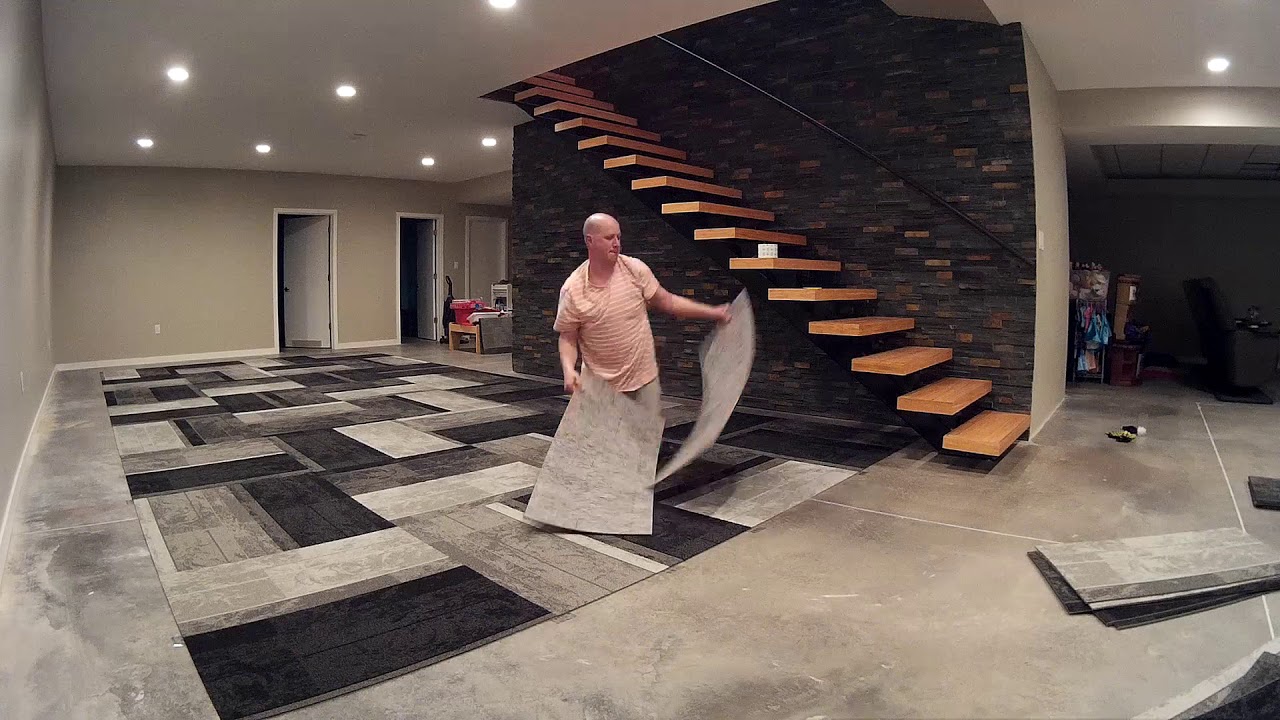 20x40 Carpet tile install time lapse