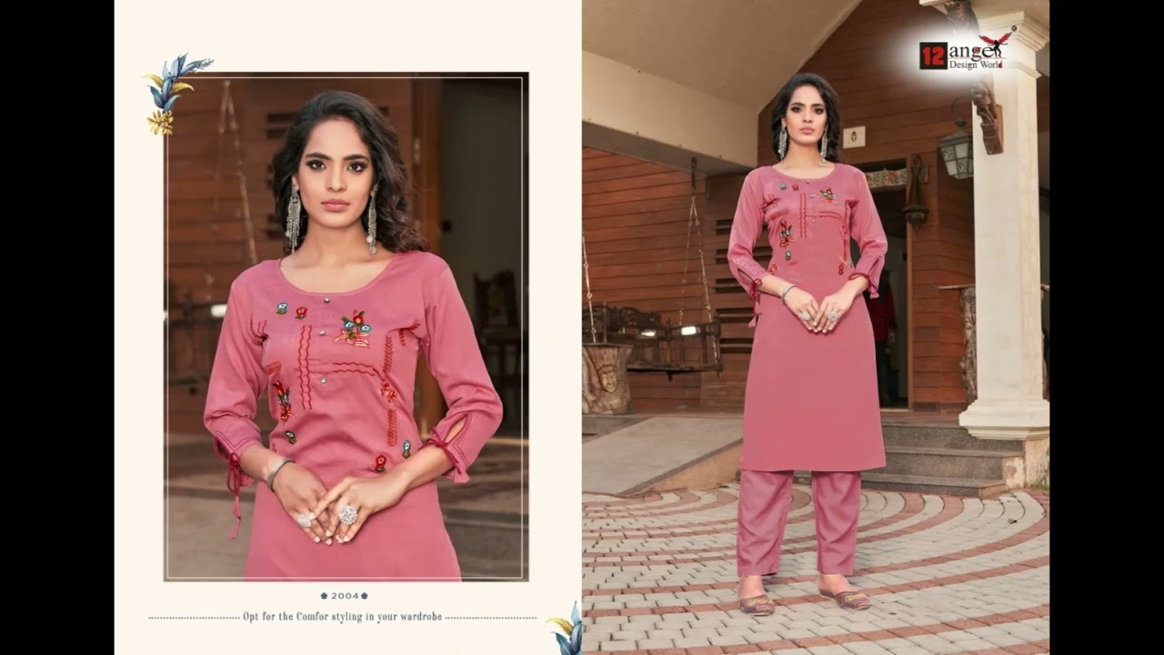 Red Rose 12 Angel Straight Cut Kurtis Jam Cotton Embroidery Work Casual Wear Manufacturer