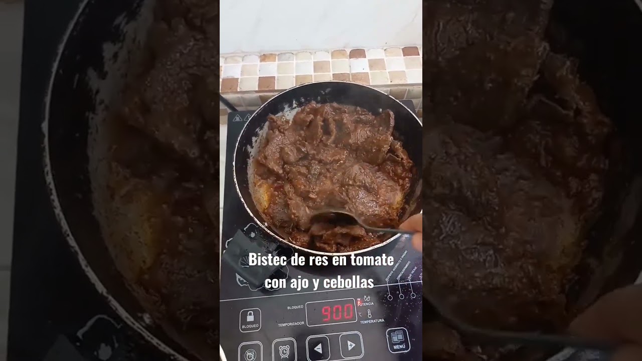 Bistec de res en tomate 🍅 con ajos y cebollas 