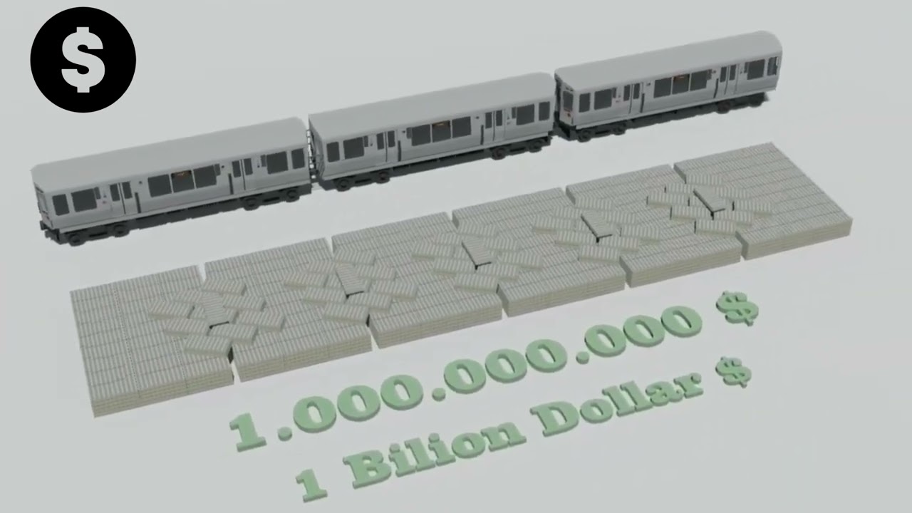 Comparação da vida real de 1 trilhão de dólares em dinheiro 💲🤑💲
