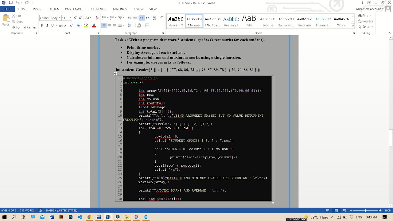 how to make a programing Assignment in word| coding| programing||code snippet|2021