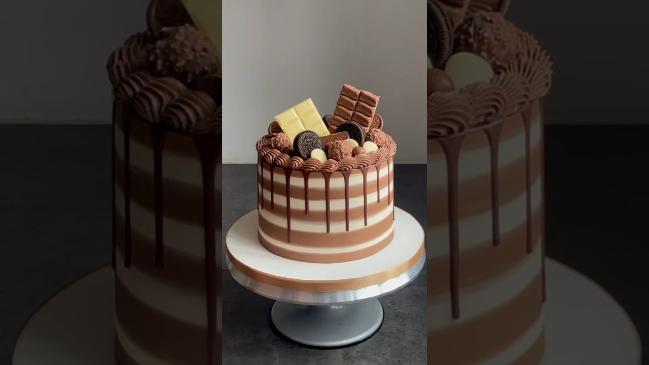 Chocolate Overload Cake Design.chocolate ganache decoration.White  Chocolate Vanilla Cake #shorts