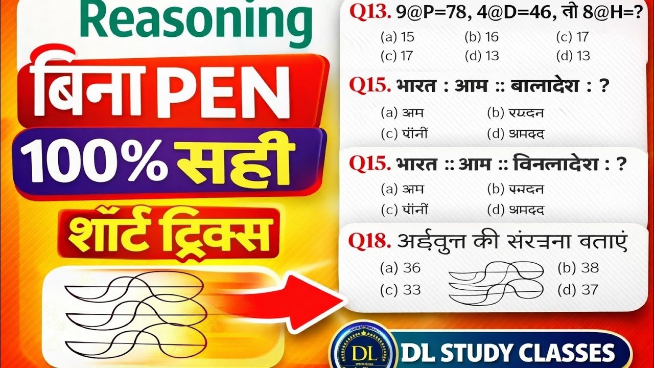 Reasoning प्रैक्टिस सेट-03/RRB NTPC/ Group D, SSC GD, RPF ,MPP ,UPP, army,etc/ All Competitive exams
