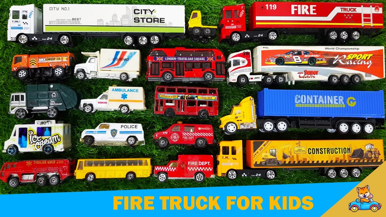 Police Car Chase and Fire Truck Rescue Bus Toys for Kids