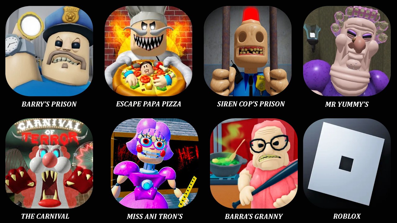 ROBLOX HARD MODE:BARRY'S PRISON RUN,BARRA'S GRANNY HOUSE,SIREN COP PRISON,Escape papa Pizza...