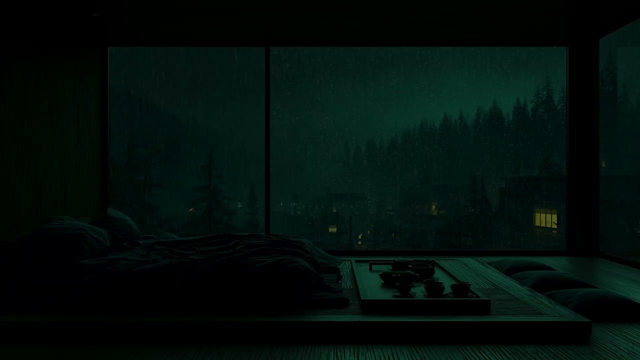 Fall Asleep Fast 🌧️ Tranquil Rain in a Dark Bedroom (No Ads)