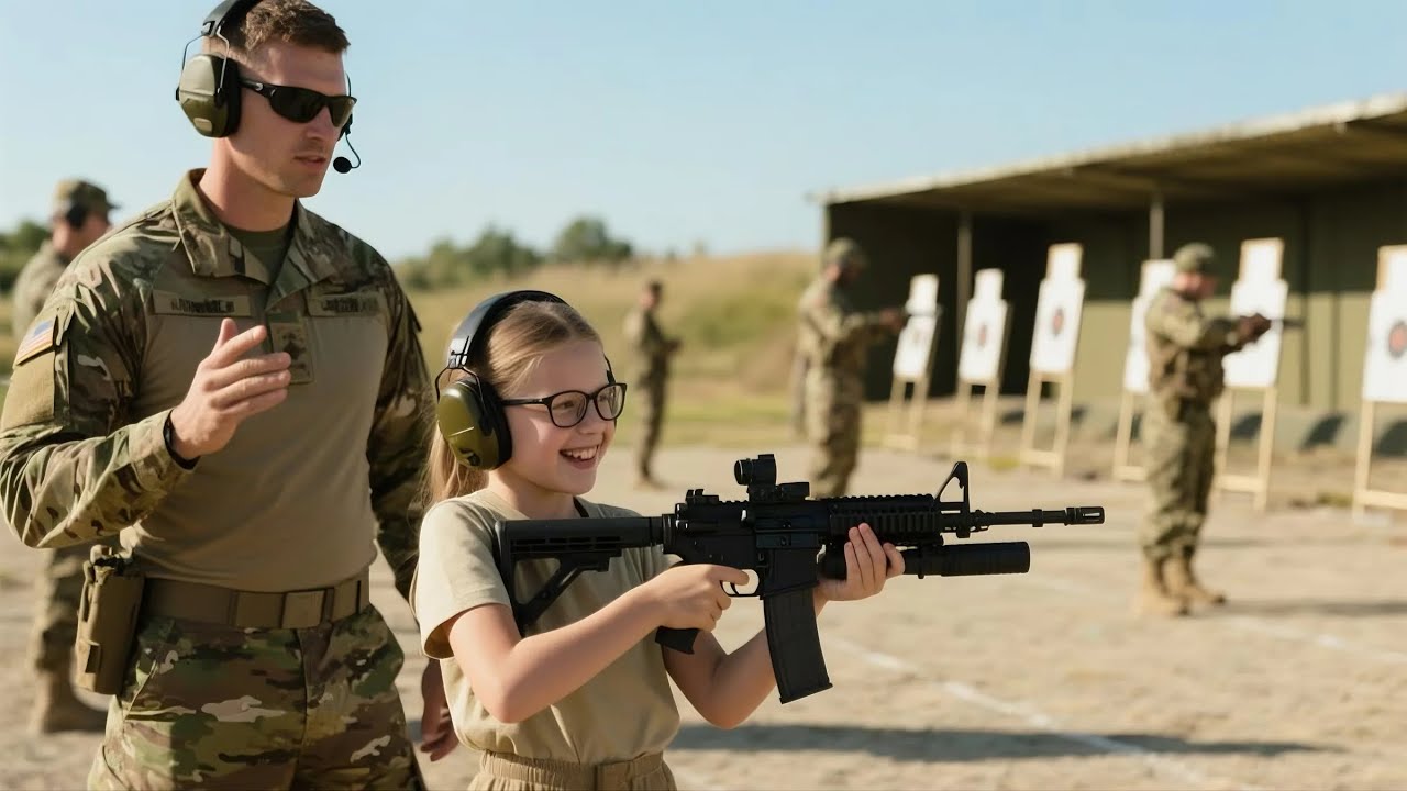 Ein kleines Mädchen stellte nur Zielscheiben auf – bis ein SEAL ihr spaßeshalber sein Gewehr ga