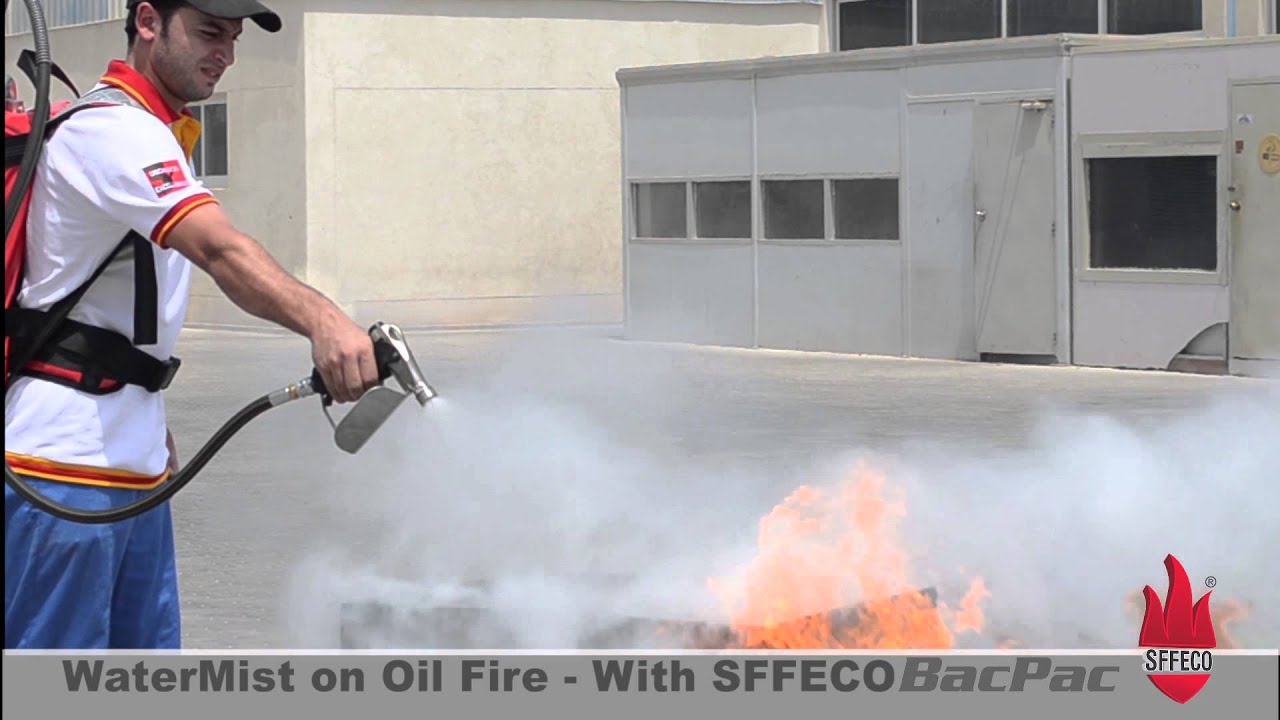WaterMist on Oil Fire   with SFFECO BacPac