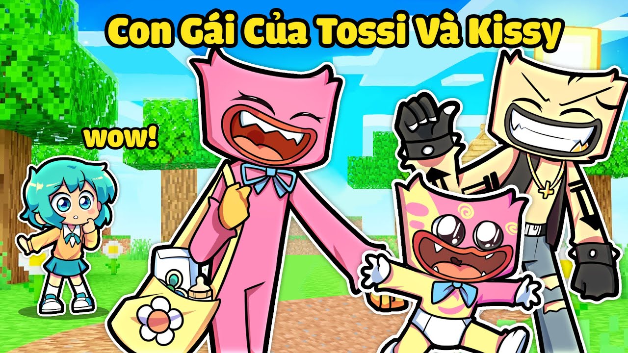 YUMMIE 1 NGÀY TRỞ THÀNH CON GÁI CỦA TOSSI VÀ KISSY TRONG MINECRAFT*TOSSI VÀ KISSY CÓ CON❤💗
