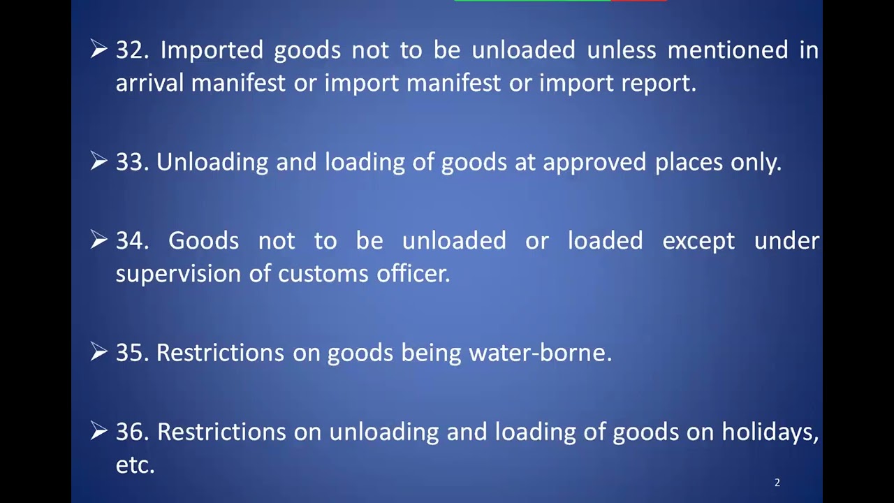 Part 4 - Chapter 6 - Provisions relating to Conveyances Carrying Imported or Exported Goods -