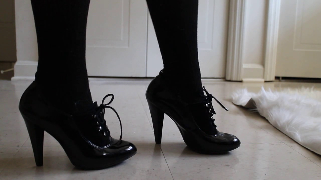 ASMR- Delightfully curious black Oxford style heels