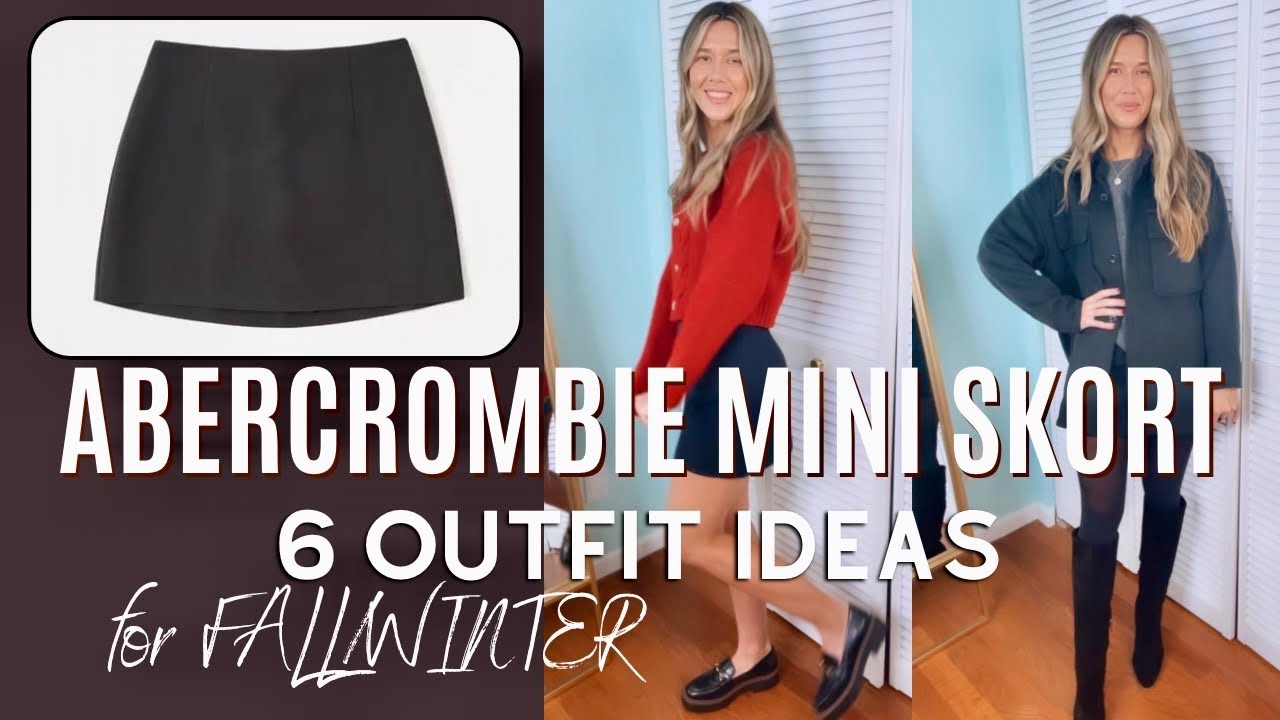 6 ways to STYLE a Black MINI SKIRT (Skort) | mini skirt outfit ideas | Abercrombie and Fitch