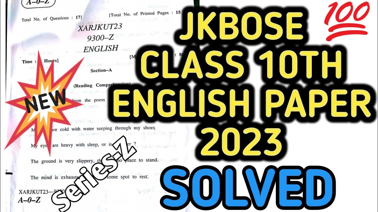 english paper 10th class 2023 || Solved #jkbose