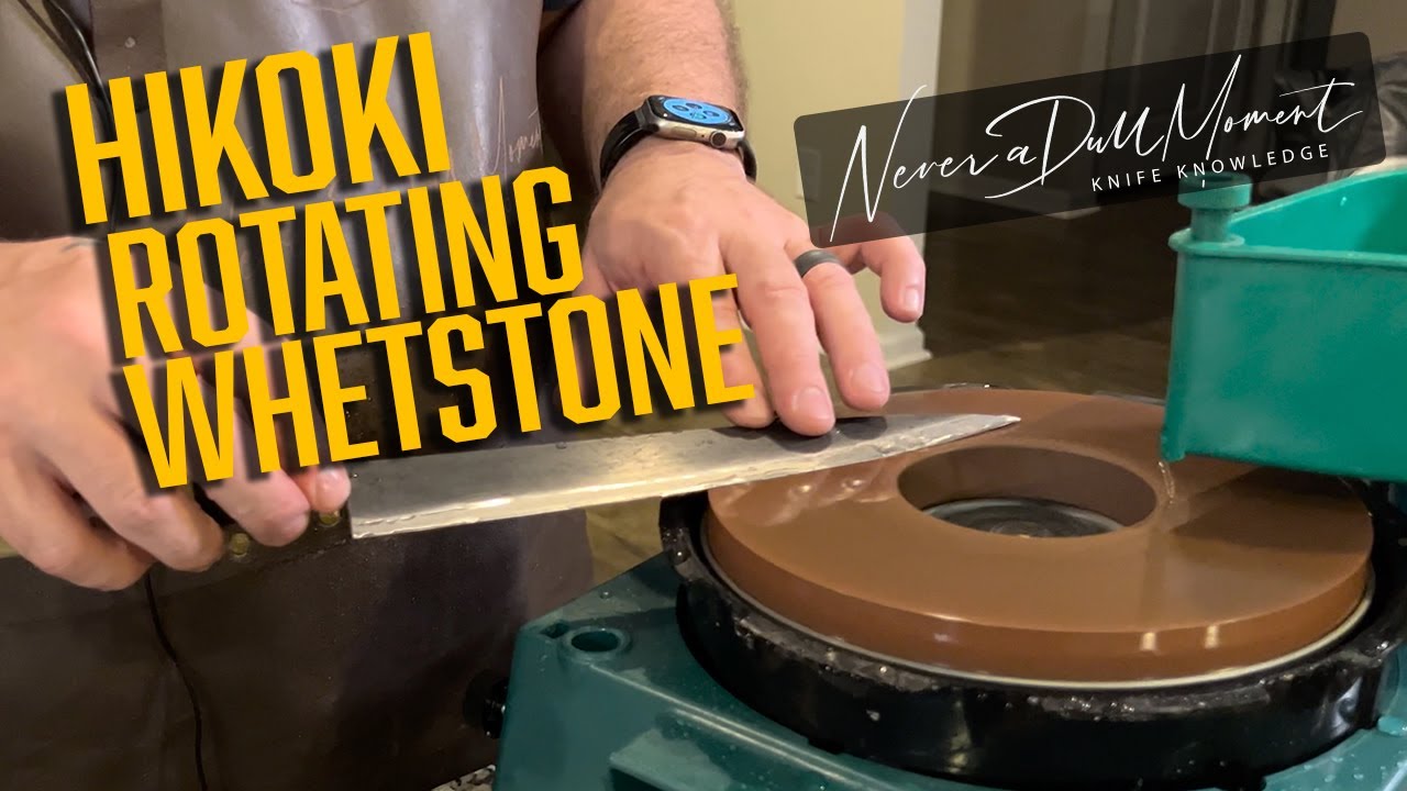 Hikoki (formally Hitachi Hikoki) rotating horizontal whetstone review, sharpening, instructions.