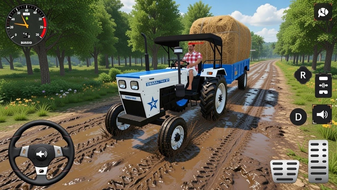 Swaraj 744 Over Load Tractor Extreme Mud Off-Road Drive 😱 Bus Simulator Indonesia Gameplay 