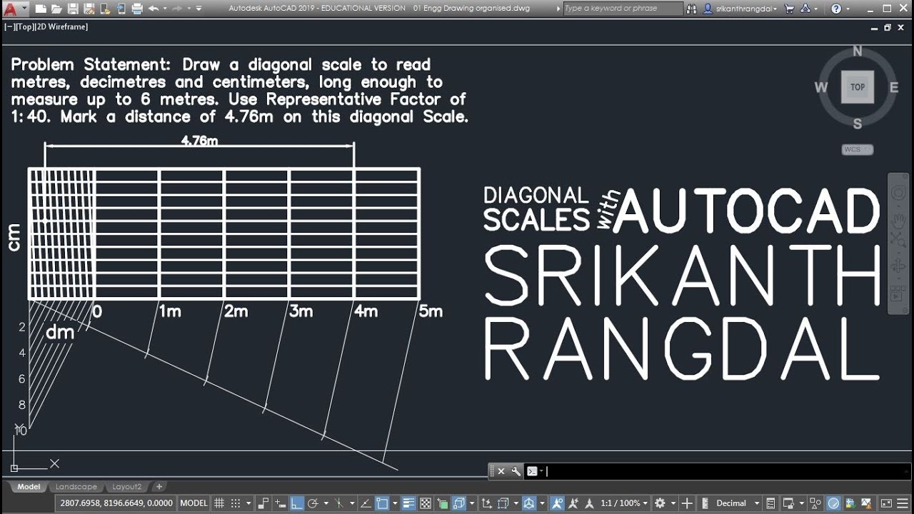 Задача №1 о диагональных масштабах | Инженерная графика в AutoCAD | Шрикант Рангдал