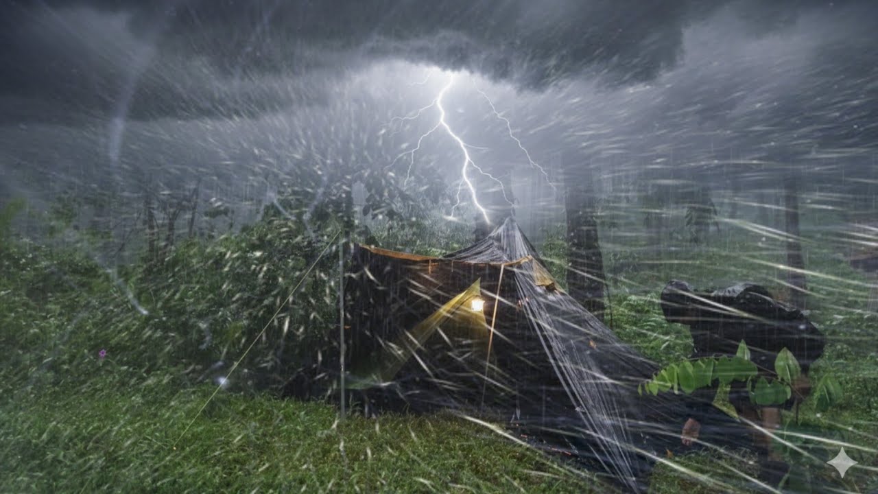 WOW😮 CRAZY WEATHER‼️ CAMPING IN  HEAVY RAIN AND THUNDER ⛈️