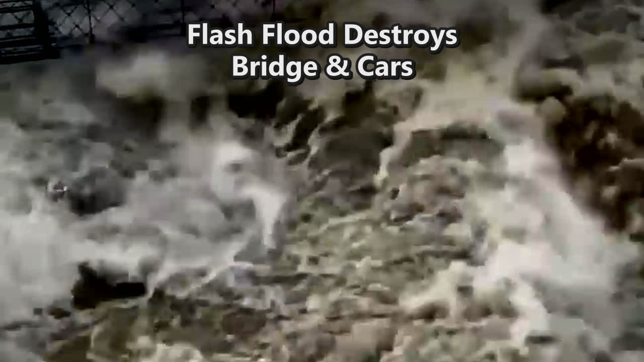 Flash Flood Destroys Bridge & Cars in Terrifying Raw Footage