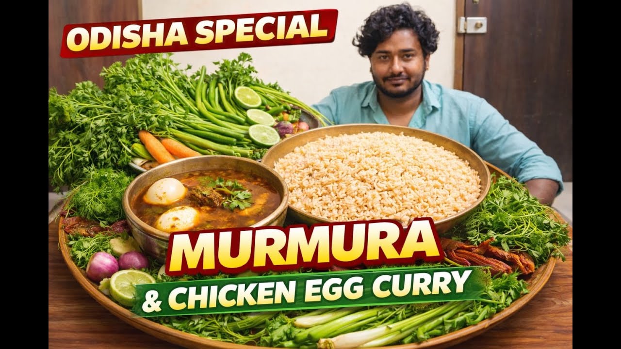 Chicken EggCurry🍛Murmura&fresh greenvegetables🥬