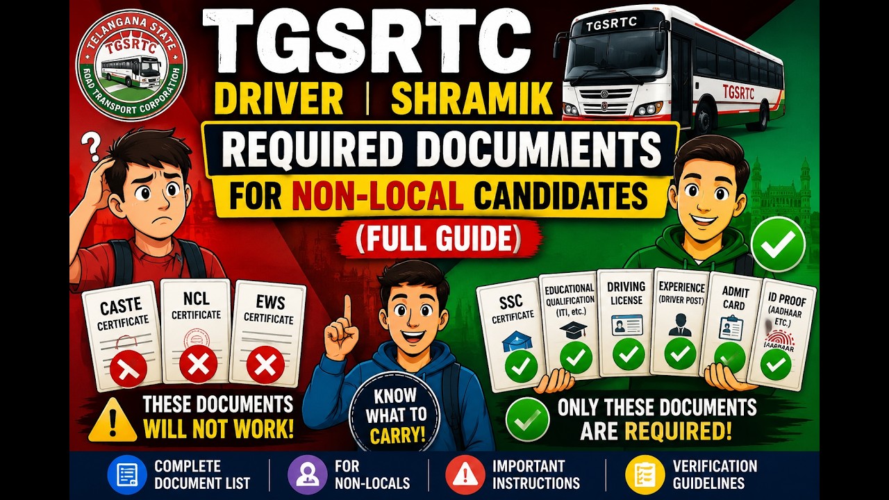 TGRTC Driver Shramik Required Documents for Non-Local Candidates (Full Guide)