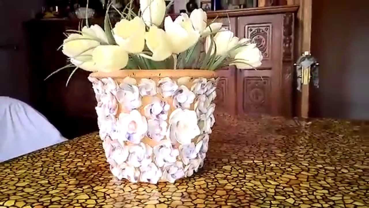 Flower pot and decorating objects made with seashells part 2