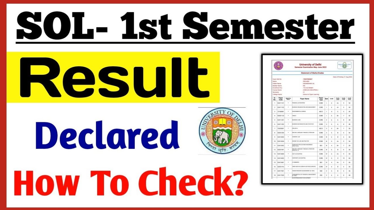 SOL First Semester Result Declared March 2022 | Du sol first semester result 2022 | sol 1st semester