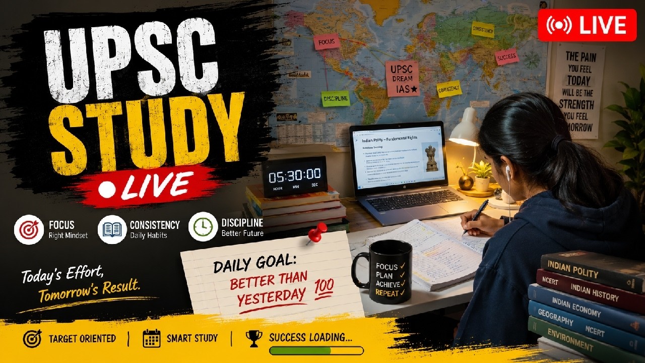 UPSC Study With Me LIVE 📚 | Future IAS Officer Journey ✨ | Deep Focus & Motivation