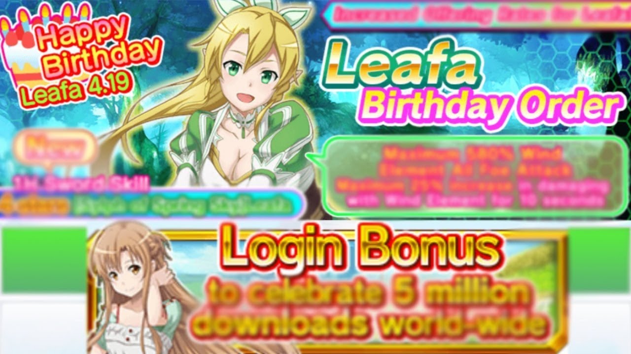 Leafa's Birthday Order Analysis + 5mil Download Campaign = FREE Arcana Gems!! [SAO Integral Factor]